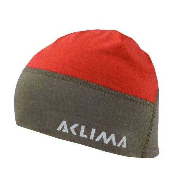 Aclima LightWool Hunting Safety Beanie Ranger Green/High Resk Red