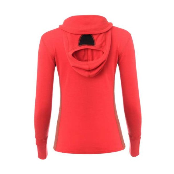 Aclima WarmWool Hoodsweater w/zip Woman Jester Red/Spiced Coral