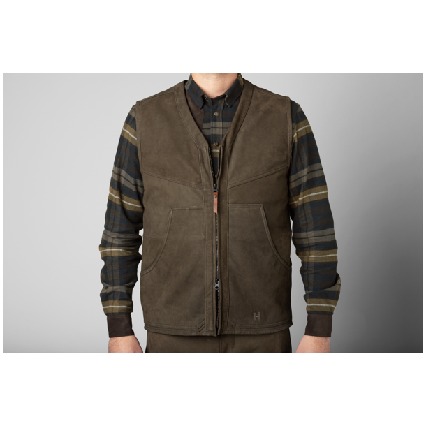 Hrkila Pro Hunter Leather Waistcoat Willow Green