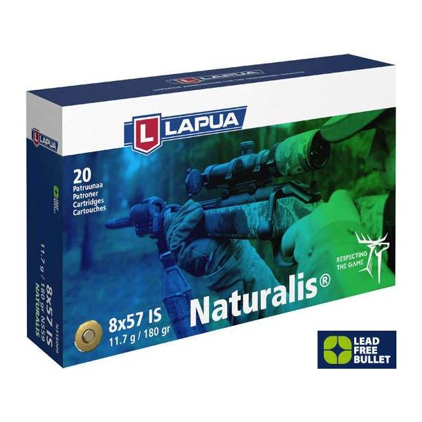 Lapua Naturalis 8x57IS 11.7g/180gr 20 stk. Blyfri Riffelpatron