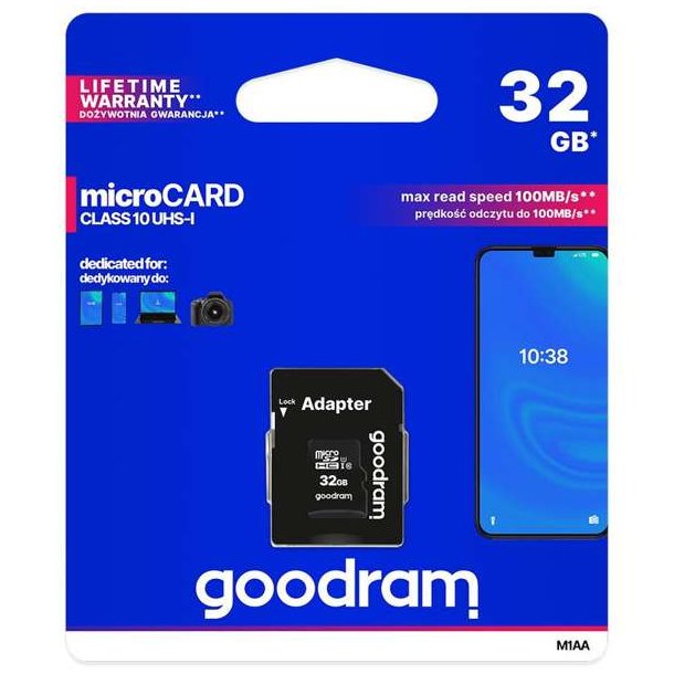 Goodram SDHC 32GB Micro SD Kort Med adapter