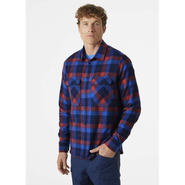 Helly Hansen Lokka Organic Flan Ls Shirt Poppy Red Box Stripe Plaid