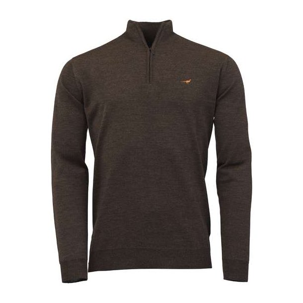 Laksen Norfolk Zip-Neck Sweater Brownie