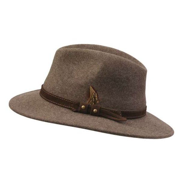 Laksen Country Fedora Fine Felt Hat Brown Melange