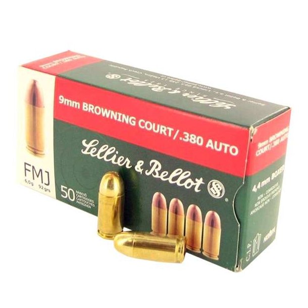 Sellier &amp; Bellot .380 auto FMJ 6g 9mm Browning Cour