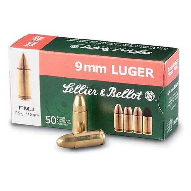 Sellier &amp; Bellot 9mm FMJ 8g/124gr 50 stk./ske (31049)