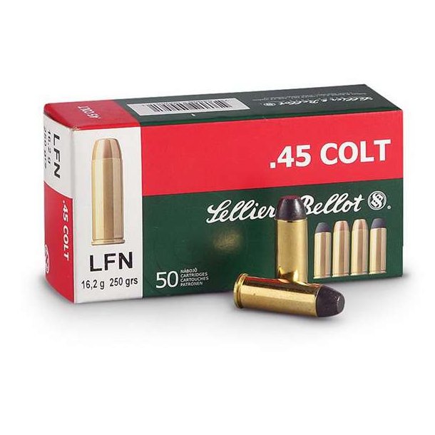 Sellier &amp; B .45 LongColt 16.2g/250gr LFN 50stk Patroner 31179