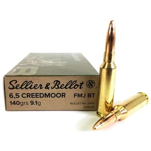 Sellier &amp; B 6.5 Creedmore 9.1g/140gr 20stk FMJ BT Riffelpatron (2905)