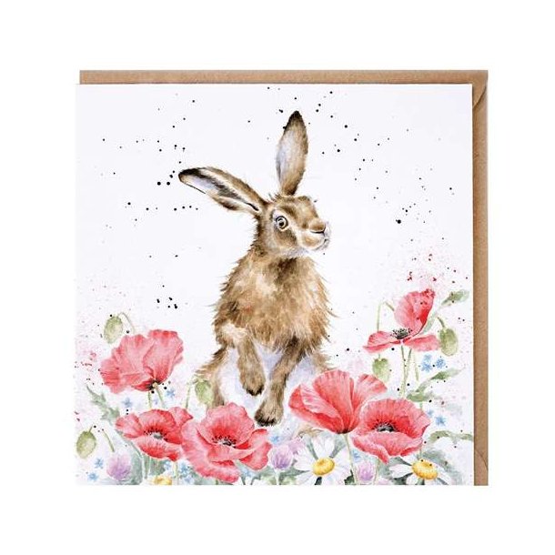 Wrendale Telegram Med Kuvert Hare Field of Flowers