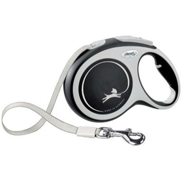 Flexi New Comfort Flexline M 5meter Max. 25kg Tape Sort/Grå