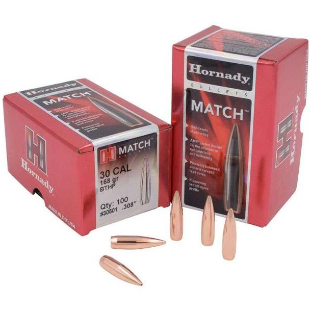 Hornady .30 Match  BTHP 168g .308 100 stk. Projektil (30501)