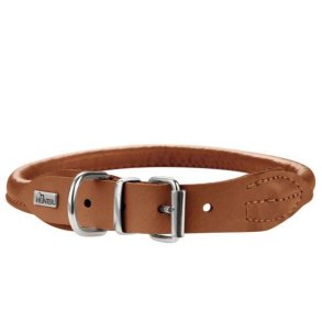 Hunter Round & Soft Elg Skind Halsbånd Cognac 50cm