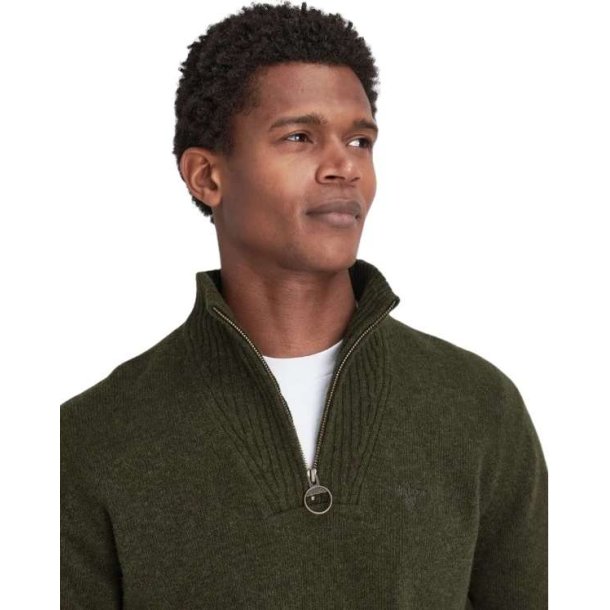 Barbour Bayfield Knitted Half Zip Jumper Mid Olive/Dog