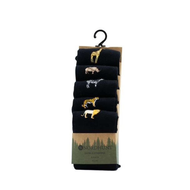 Nordhunt Bamboo 5pack Strmper Black Exotic Animals, Str40-45