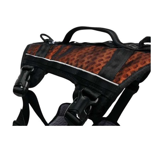 Non-Stop Dogwear Rock Harness Long Hundesele Sort/Orange Str XL
