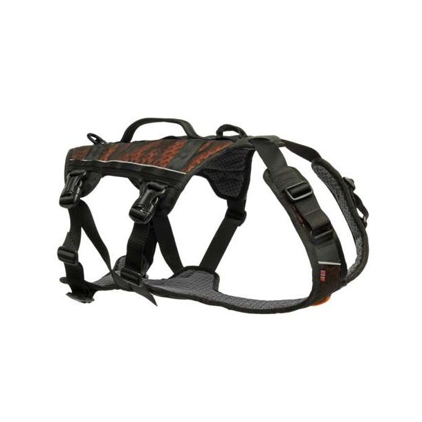 Non-Stop Dogwear Rock Harness Long Hundesele Sort/Orange Str XL