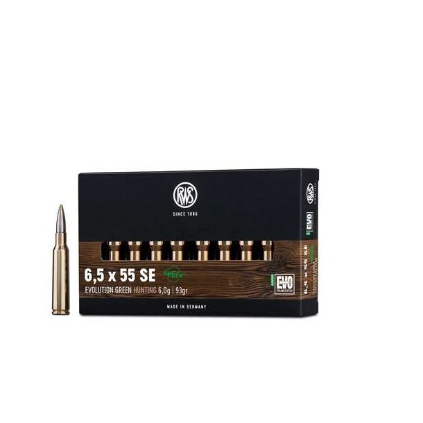 RWS Evo Green 6,5x55 6g/93gr 20 stk. Blyfri Riffelpatron