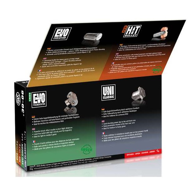 RWS 308Win Testpakke 4x5 patroner Hit,Eve,Green,Uni