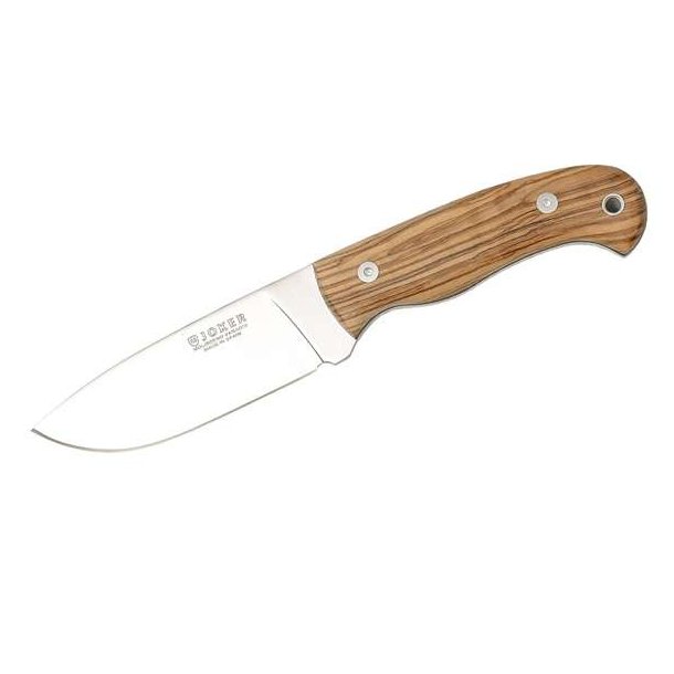 Joker Jagtkniv 11cm Trskfte med brun lderskede