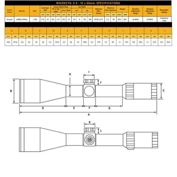 Sig Sauer Whiskey5 2,4-12x56 SFP Sort Hillfire TriPlex Sigtekikkert